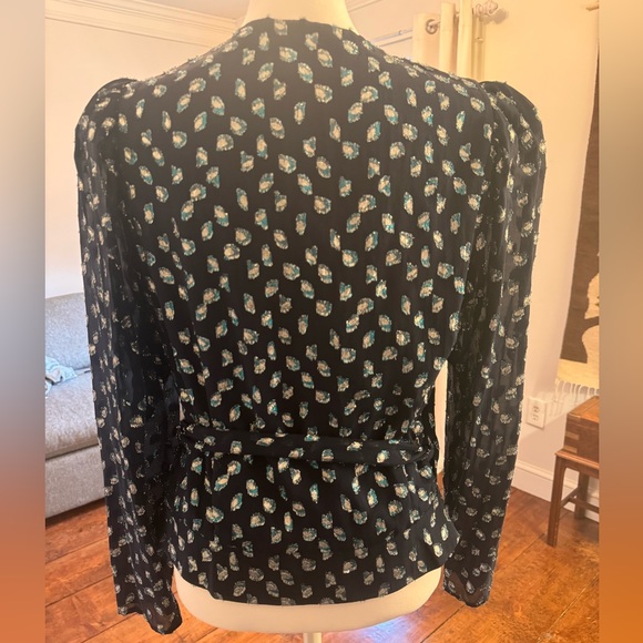 NWT TANYA TAYLOR ERICA METALLIC WRAP SHIRT SZ 4 - Picture 4 of 6
